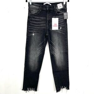 NWT Celebrity Pink Hi-Rise Slim Straight Jeans Size 9 / 29 Distressed Grey ly